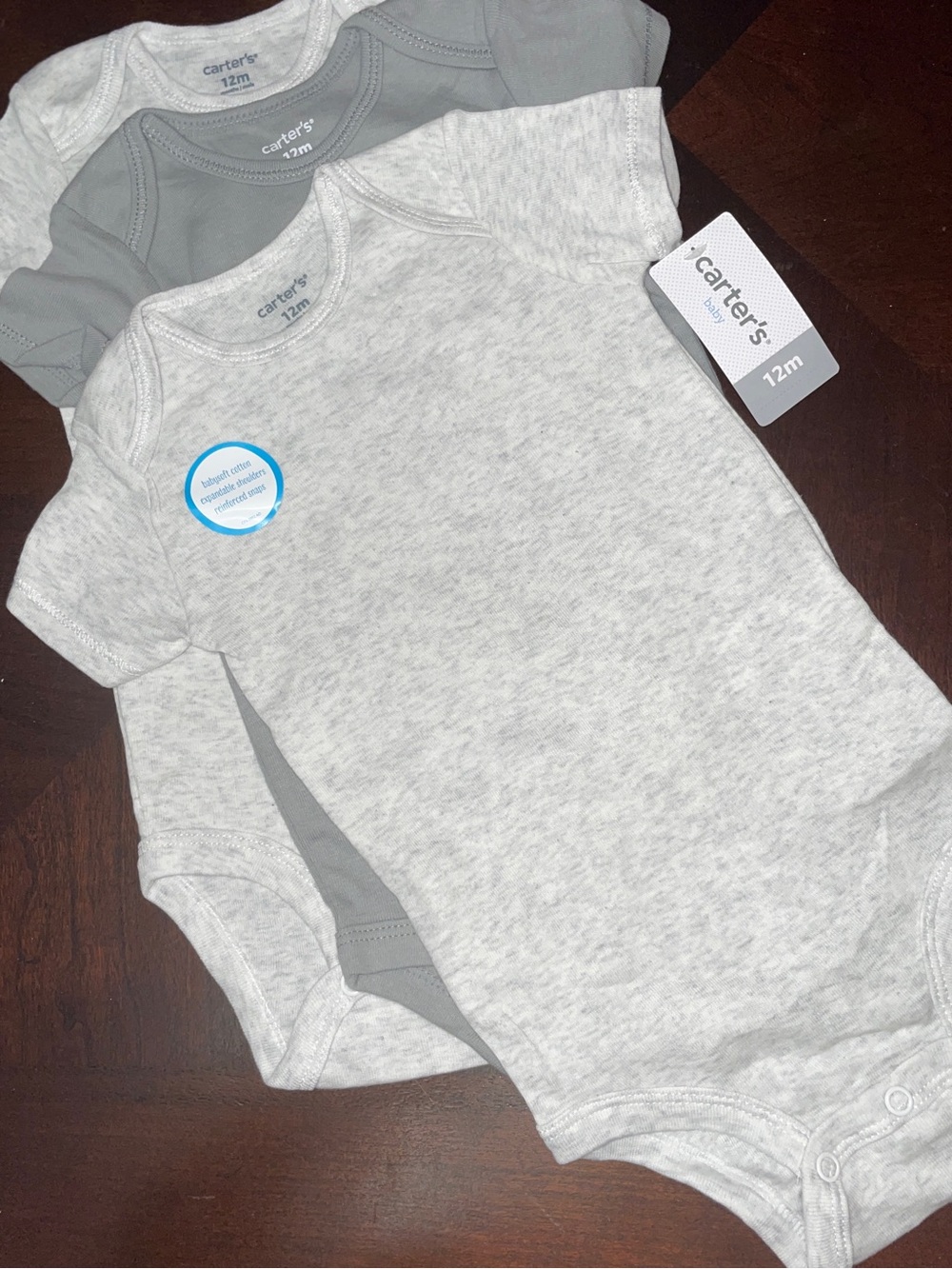Carter's Gray & Light Gray Short-Sleeve Baby One-Piece Bodysuits - 3 Pack